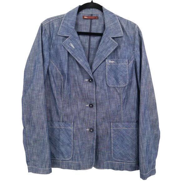 Tea Blazer Womens L Blue Retro Preppy Academia Twee 70's Classic Timeless Casual - Picture 1 of 16